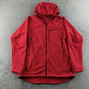 Marmot Softshell Jacket Mens XL Red Hooded M3 Windproof Outdoor Hiking Coat